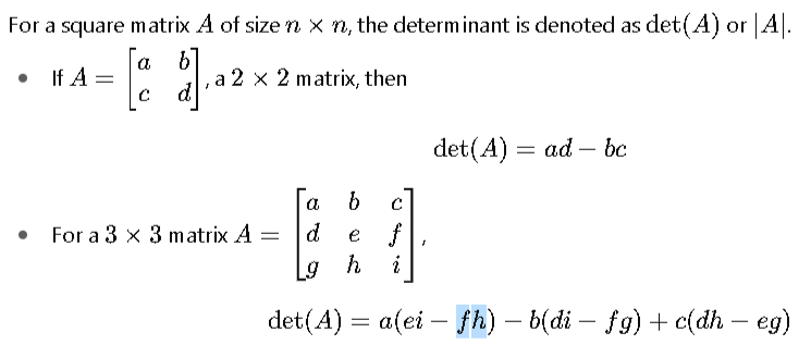 Determinant of a Matrix
