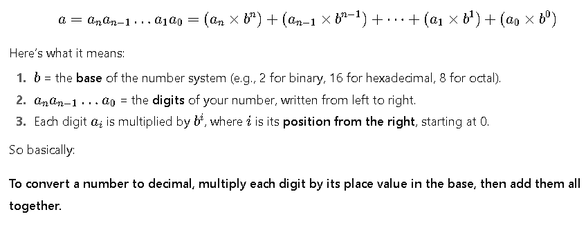 converting a number in any base to decimal
